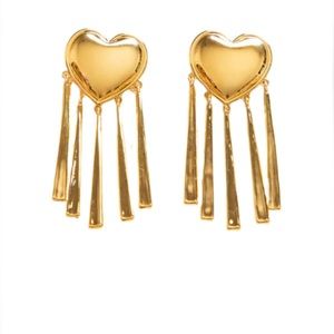 NWT HART Hagarty Party Harty Gold Heart Statement Earrings